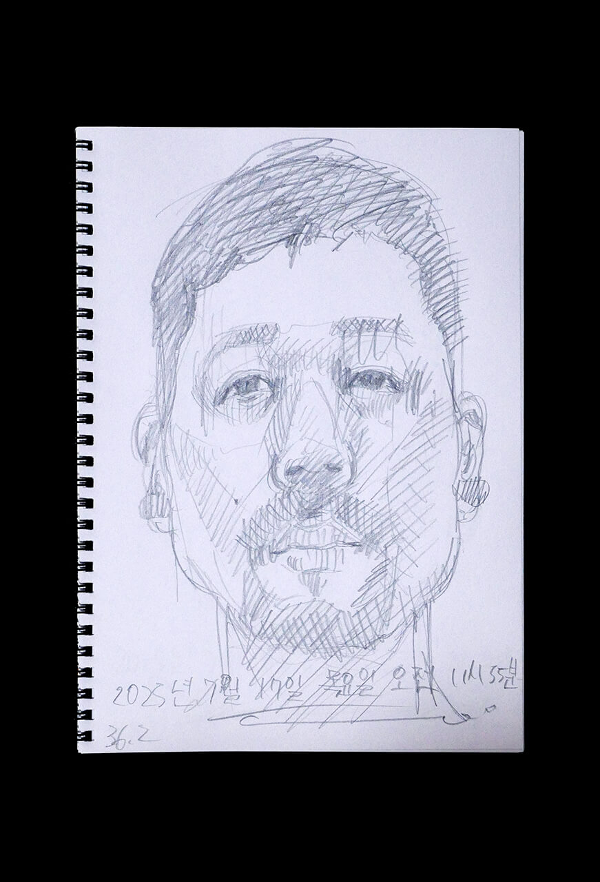 Contemporary artist SHINTAKU Tomoni's 2025/7/17 Self-portrait or pencil drawing