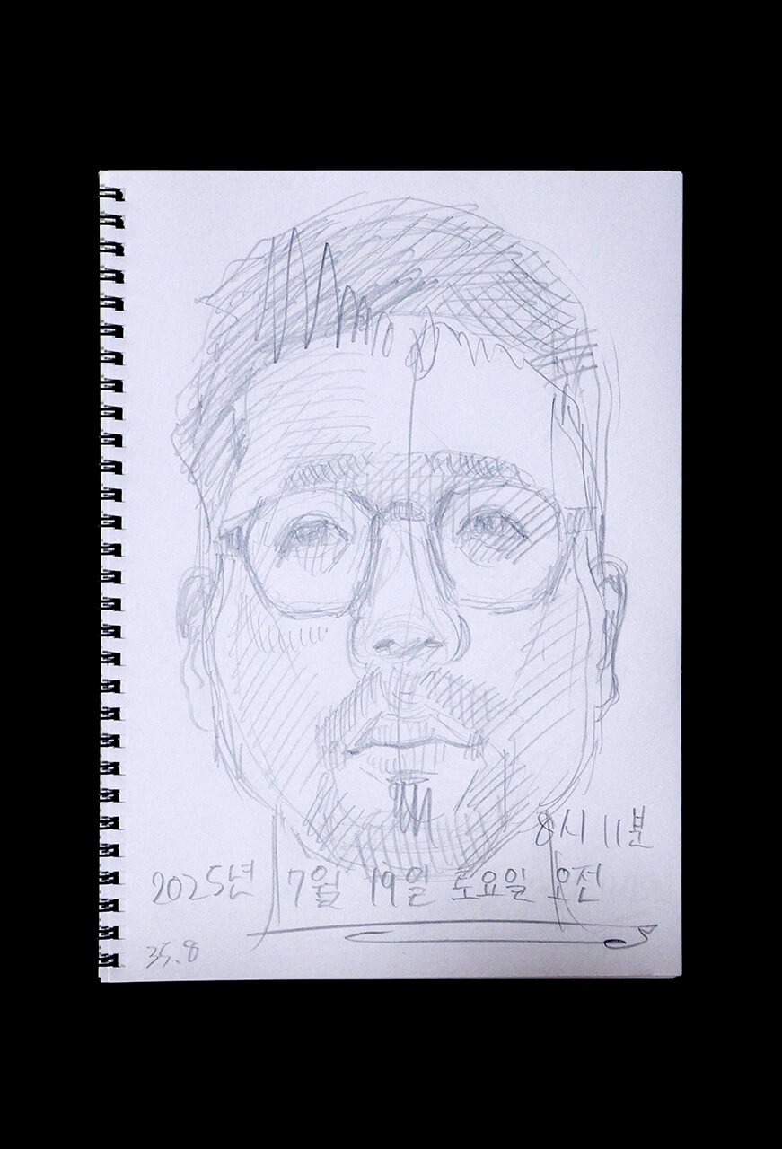 Contemporary artist SHINTAKU Tomoni's 2025/7/19 Self-portrait or pencil drawing