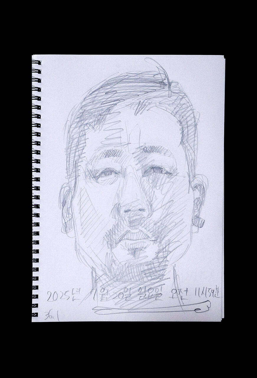 Contemporary artist SHINTAKU Tomoni's 2025/7/20 Self-portrait or pencil drawing