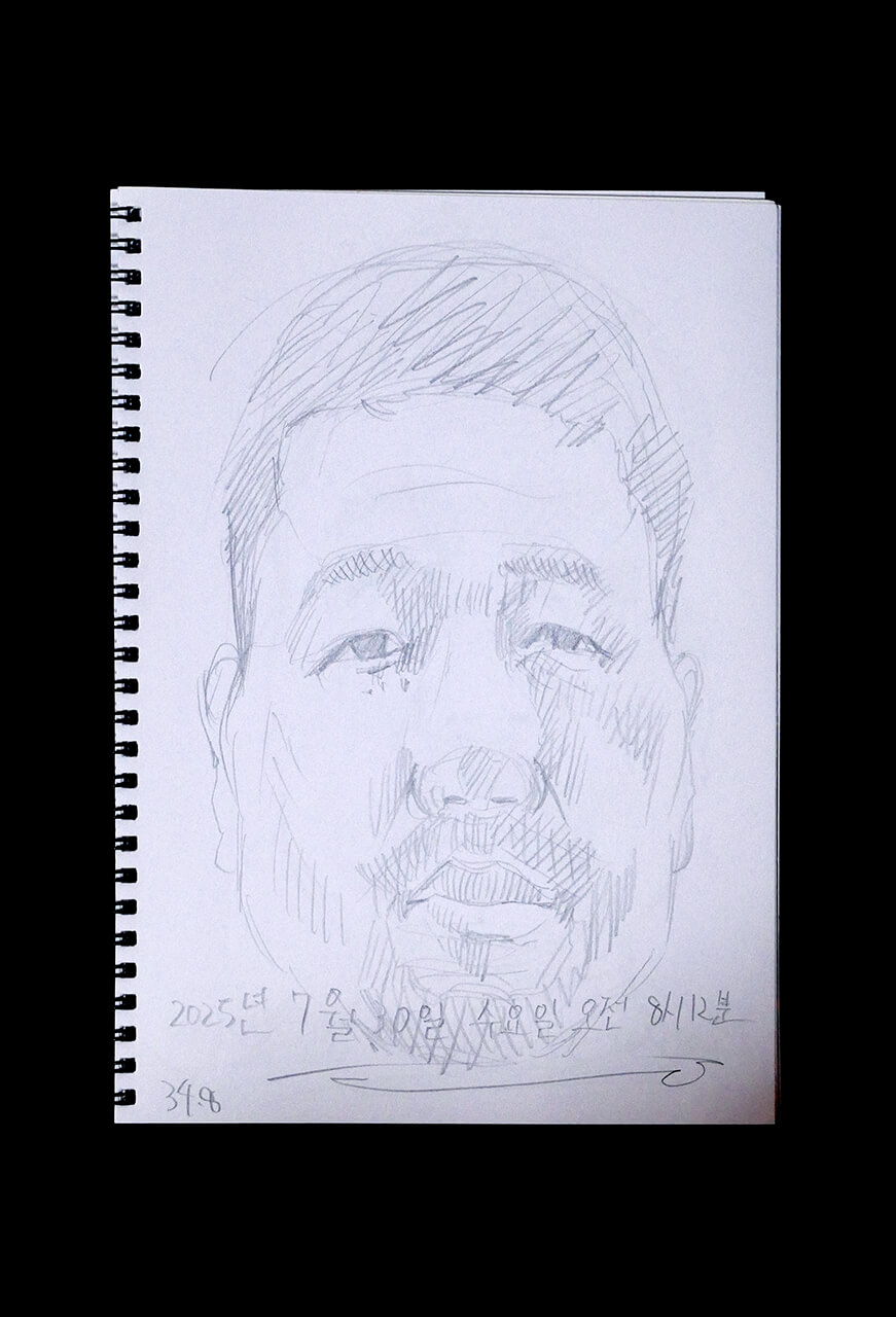 Contemporary artist SHINTAKU Tomoni's 2025/7/30 Self-portrait or pencil drawing