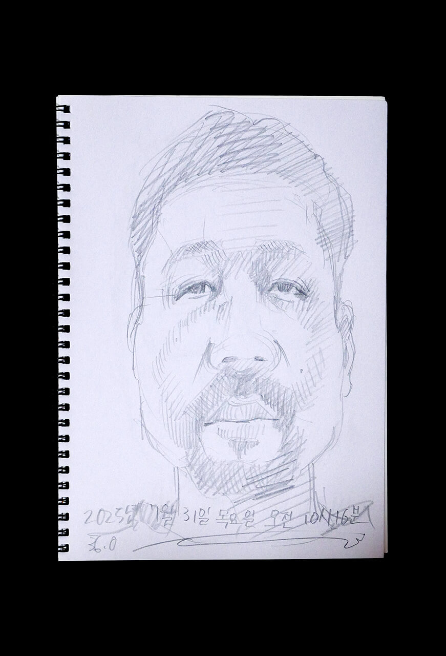 Contemporary artist SHINTAKU Tomoni's 2025/7/31 Self-portrait or pencil drawing