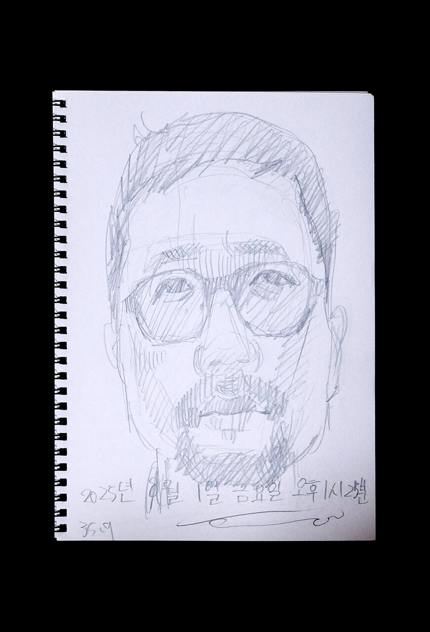 Contemporary artist SHINTAKU Tomoni's 2025/8/1 Self-portrait or pencil drawing