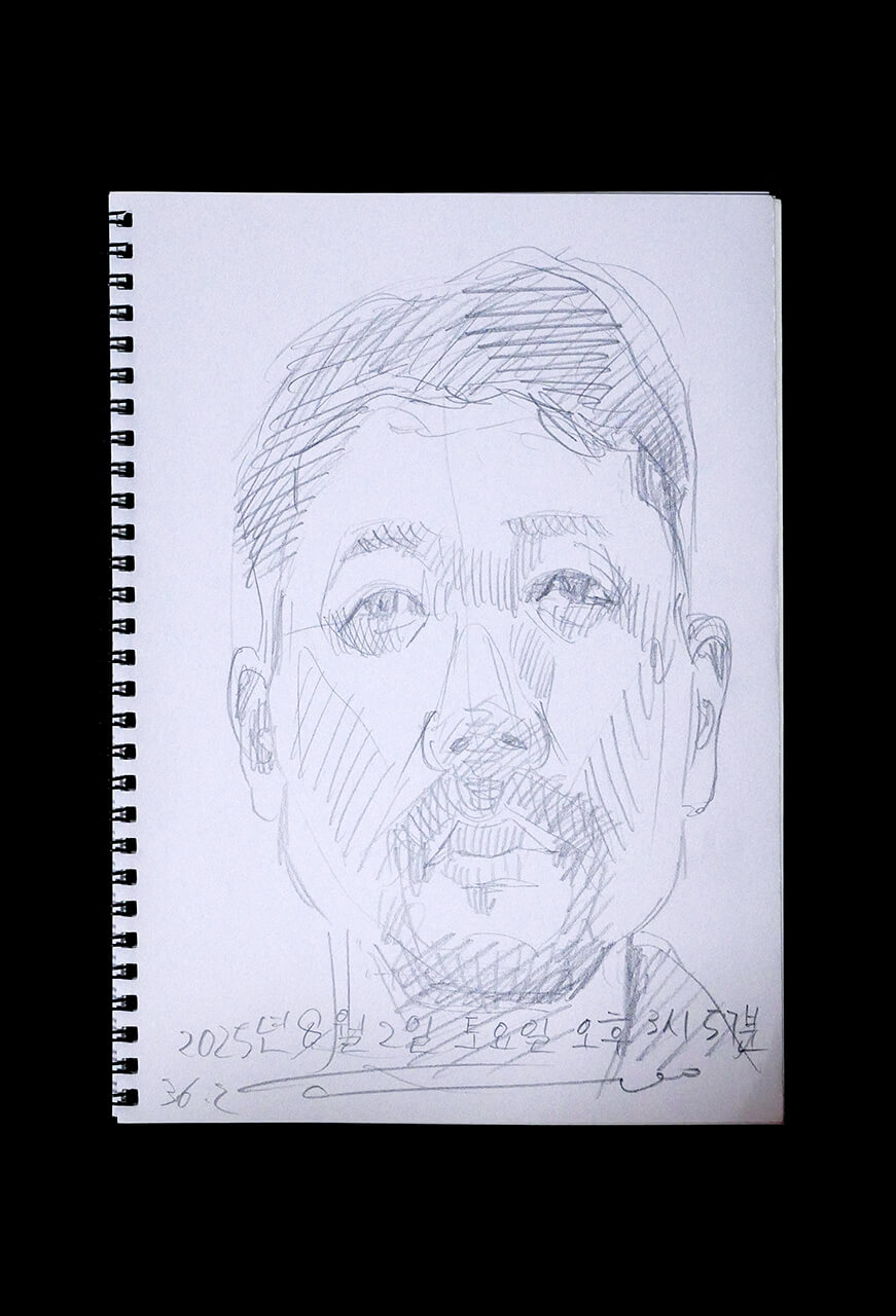 Contemporary artist SHINTAKU Tomoni's 2025/8/2 Self-portrait or pencil drawing