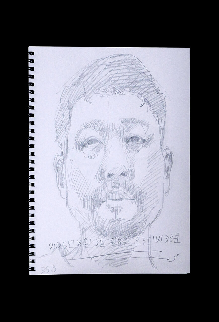 Contemporary artist SHINTAKU Tomoni's 2025/8/3 Self-portrait or pencil drawing