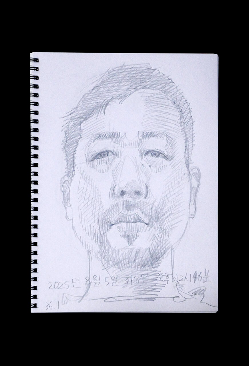 Contemporary artist SHINTAKU Tomoni's 2025/8/5 Self-portrait or pencil drawing