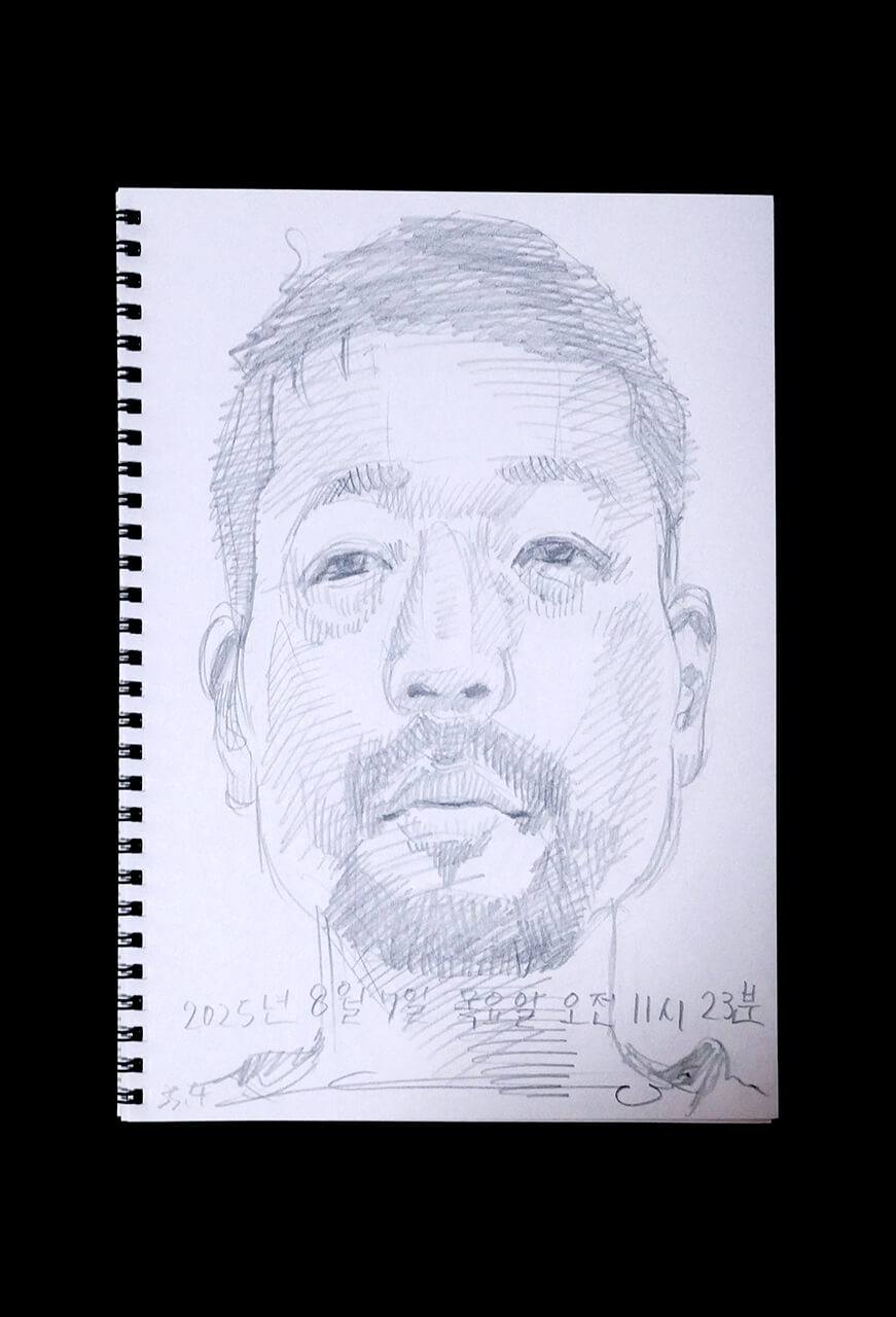 Contemporary artist SHINTAKU Tomoni's 2025/8/7 Self-portrait or pencil drawing