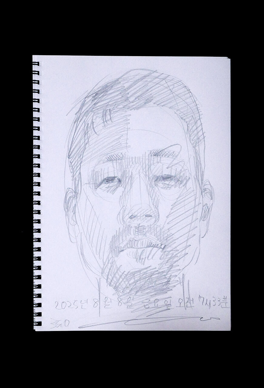 Contemporary artist SHINTAKU Tomoni's 2025/8/8 Self-portrait or pencil drawing