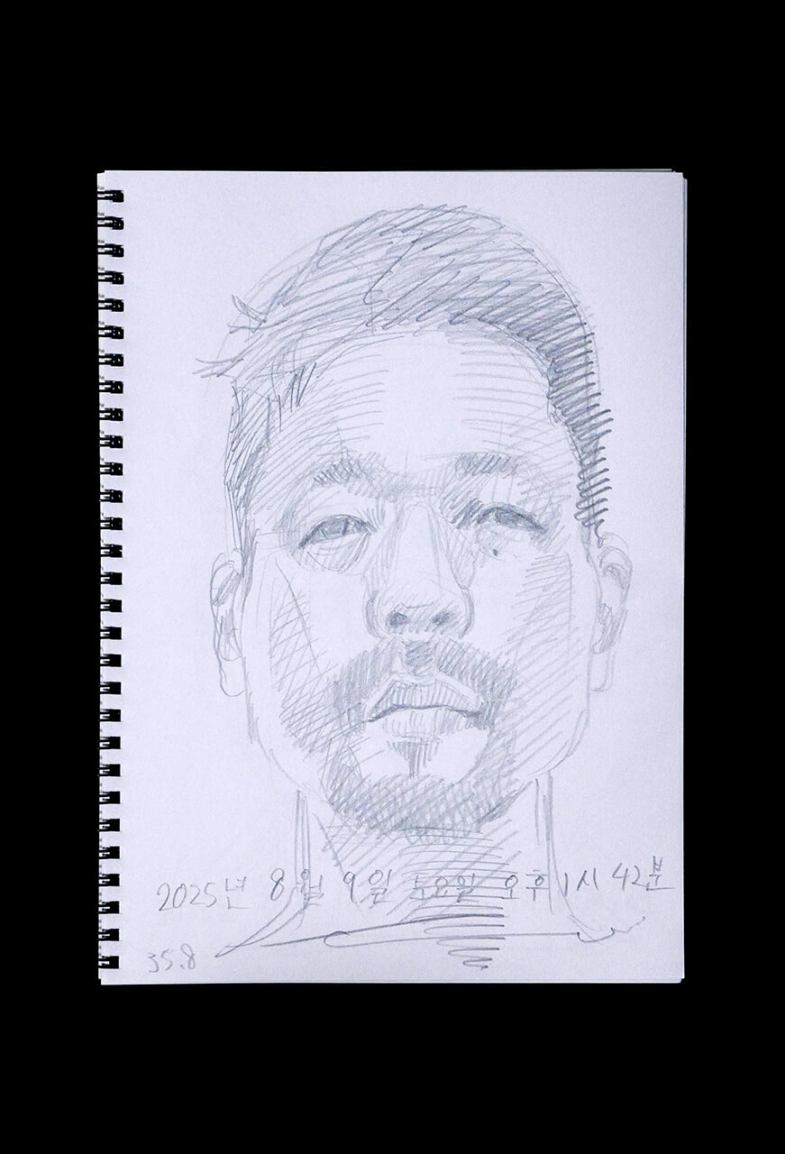 Contemporary artist SHINTAKU Tomoni's 2025/8/9 Self-portrait or pencil drawing