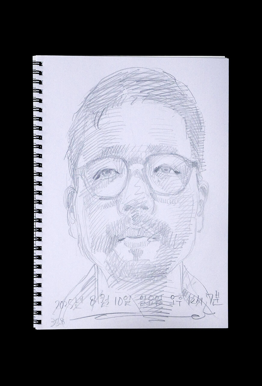 Contemporary artist SHINTAKU Tomoni's 2025/8/10 Self-portrait or pencil drawing