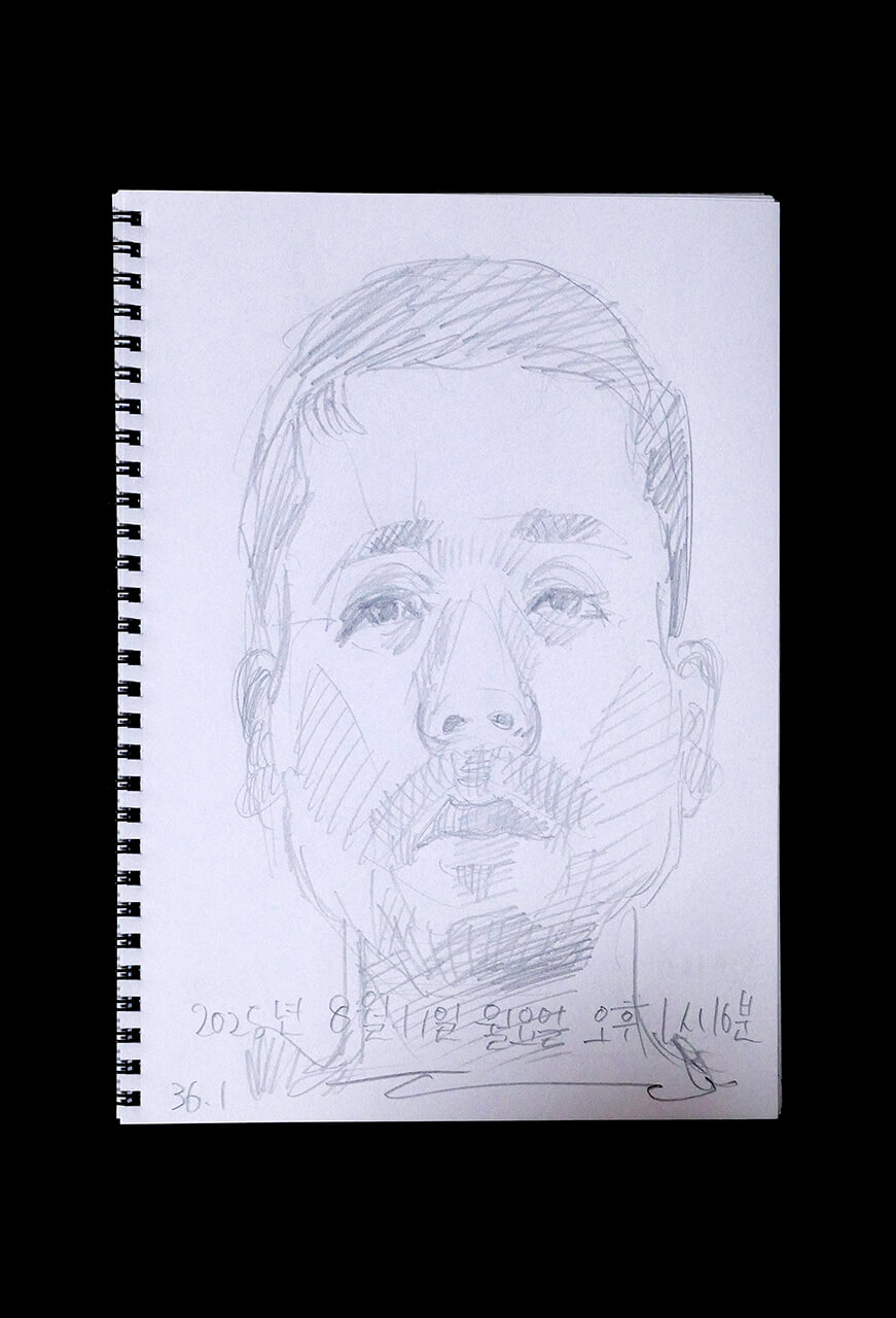 Contemporary artist SHINTAKU Tomoni's 2025/8/11 Self-portrait or pencil drawing