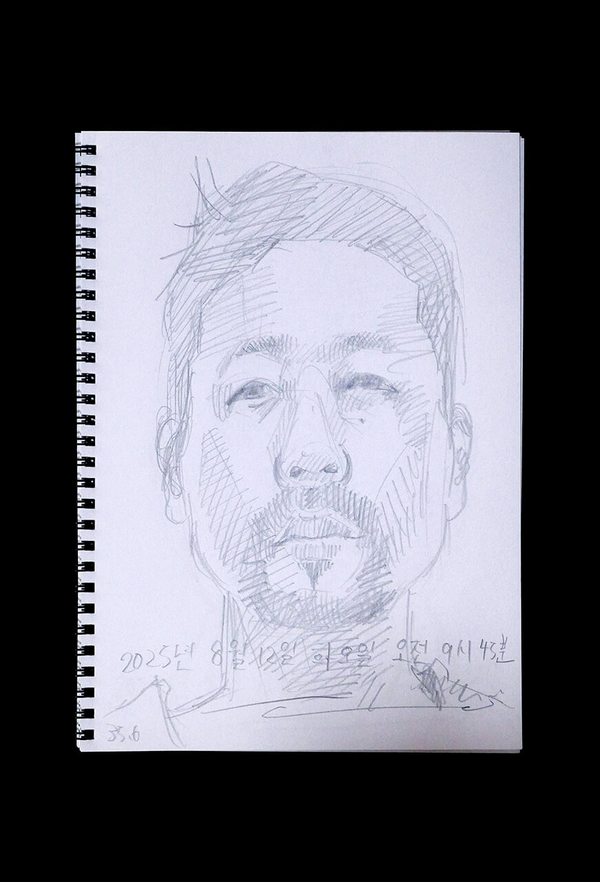 Contemporary artist SHINTAKU Tomoni's 2025/8/12 Self-portrait or pencil drawing