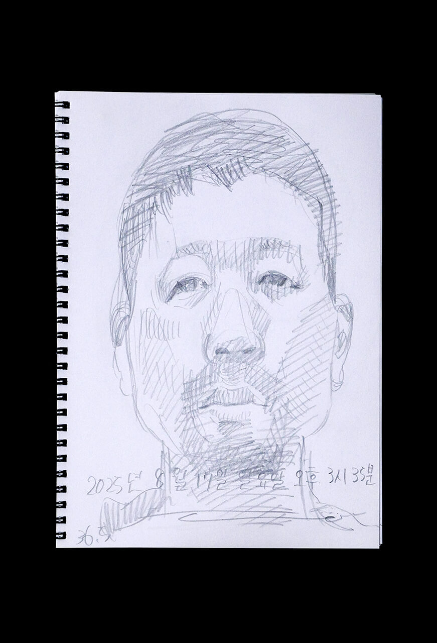 Contemporary artist SHINTAKU Tomoni's 2025/8/17 Self-portrait or pencil drawing