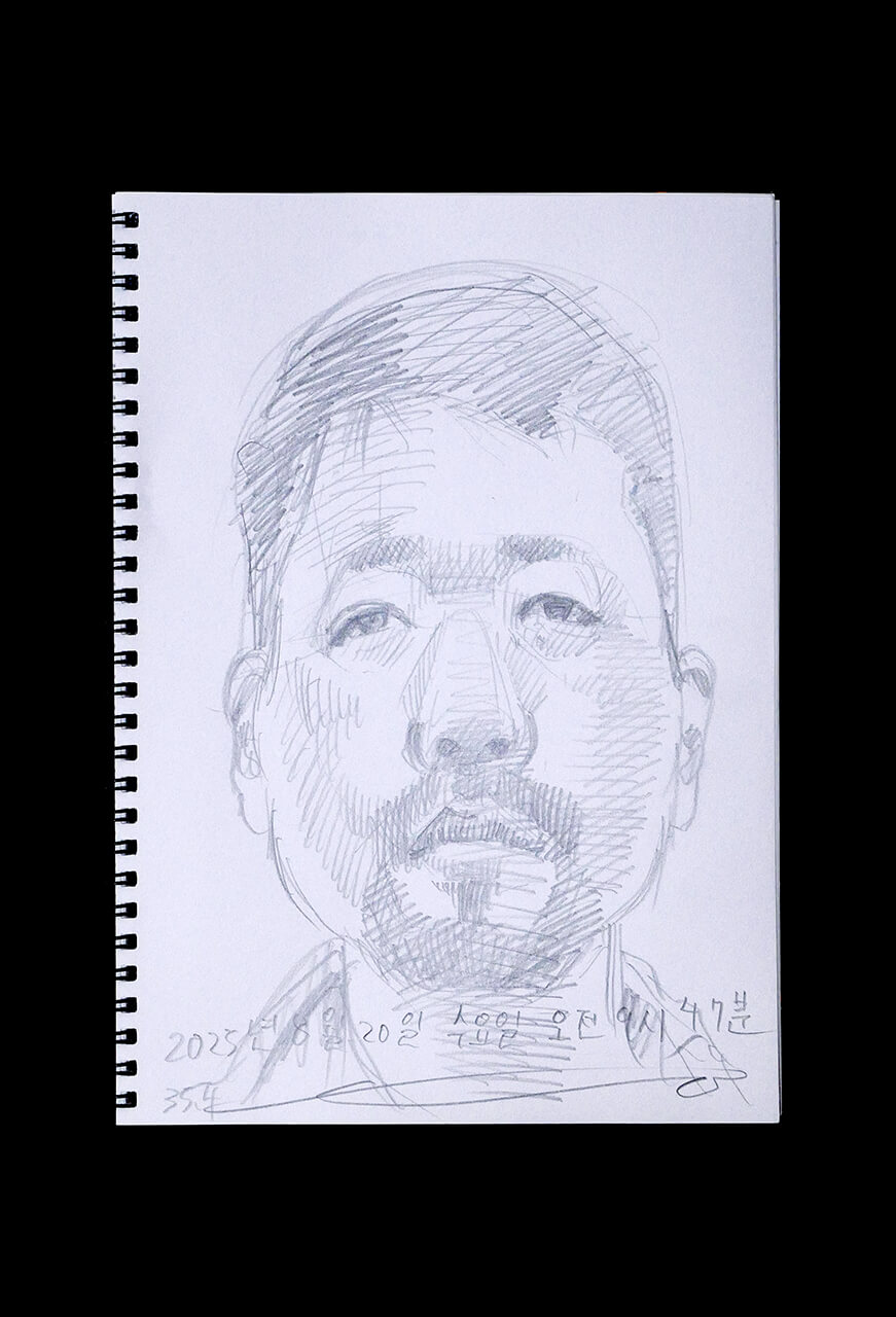 Contemporary artist SHINTAKU Tomoni's 2025/8/20 Self-portrait or pencil drawing