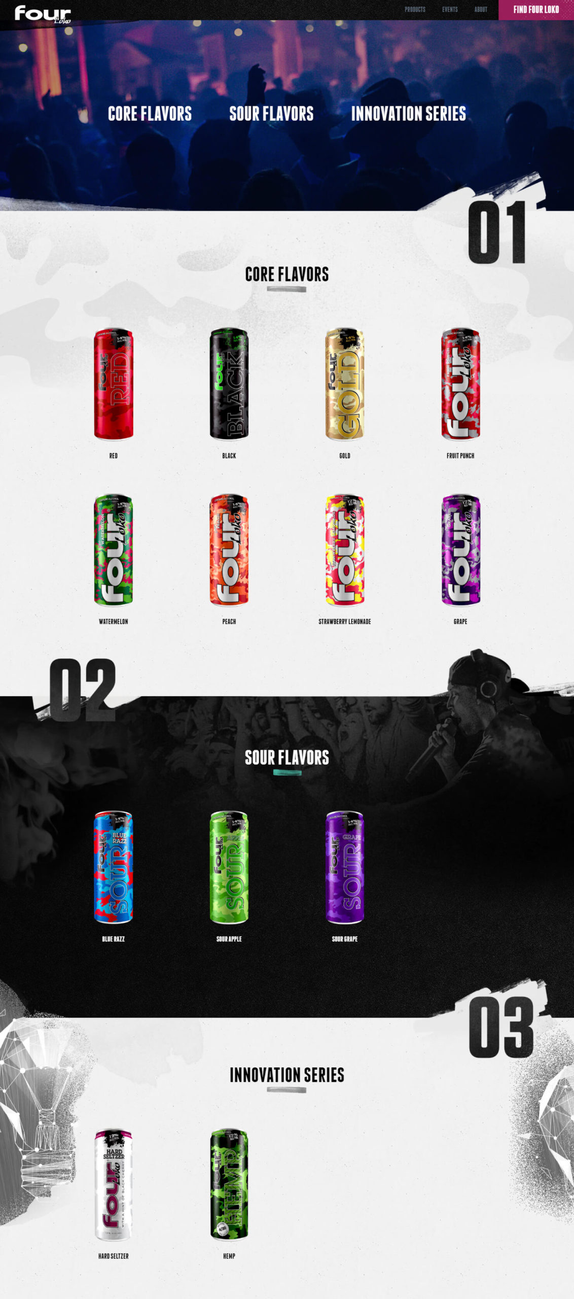 アメリカ版ストロングゼロ「Four Loko」フォーロコ 公式Webサイトの画面キャプチャ