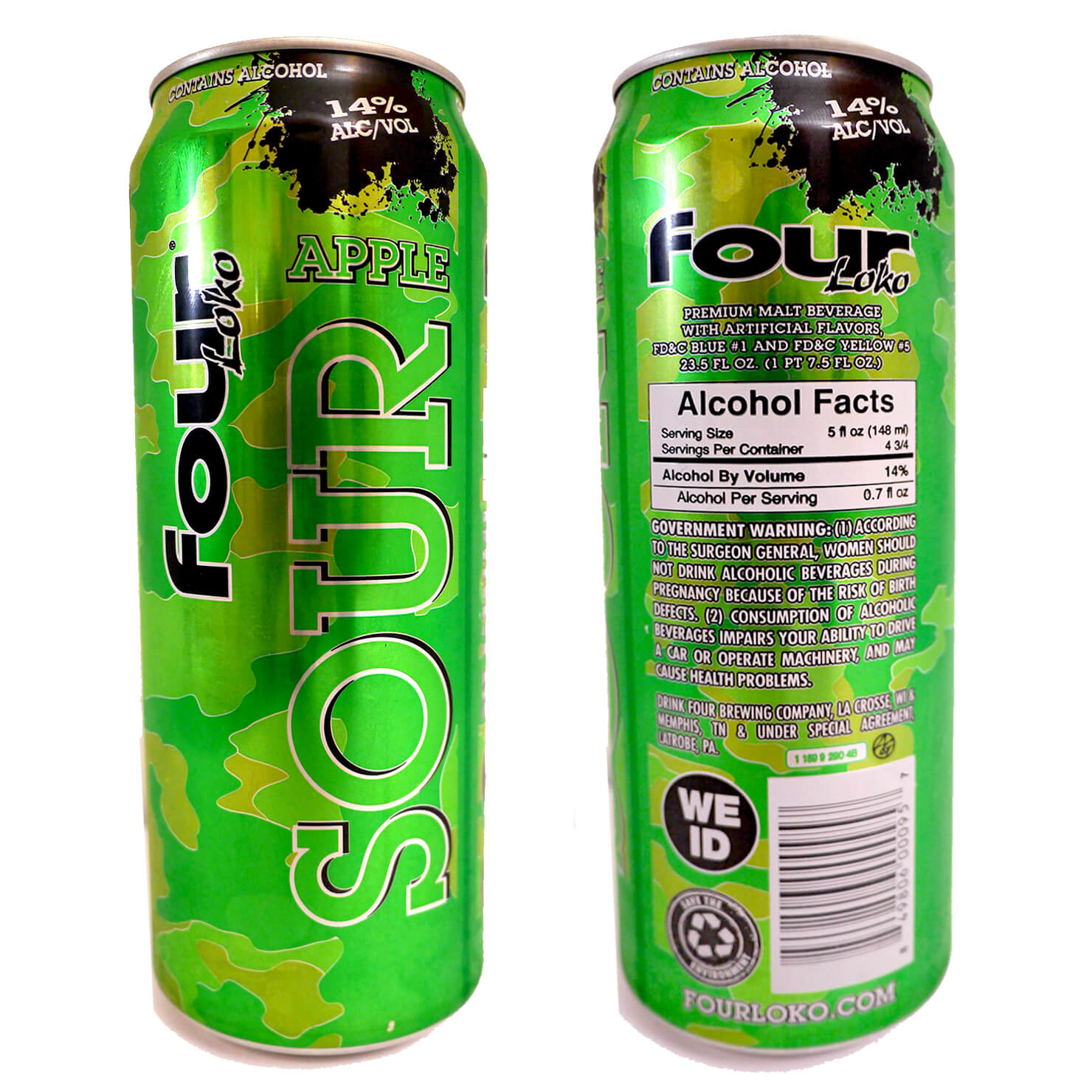 アメリカ版ストロングゼロ「Four Loko」フォーロコの缶の表と裏の画像